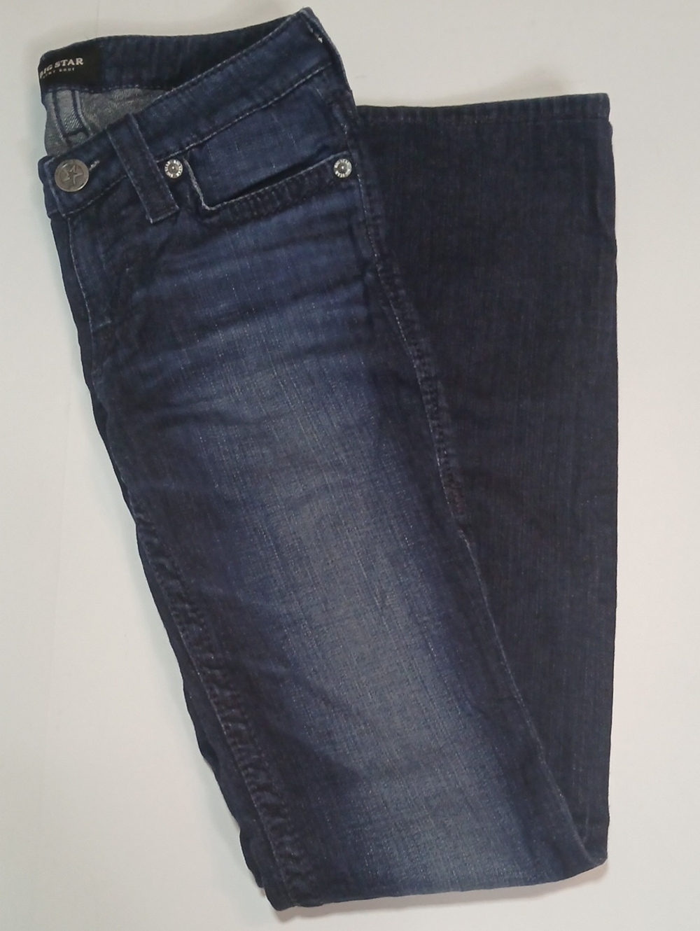 Big Star Remy Boot Style Jeans in Dark Blue Wash Size 26 L Unique Pocket Detail
